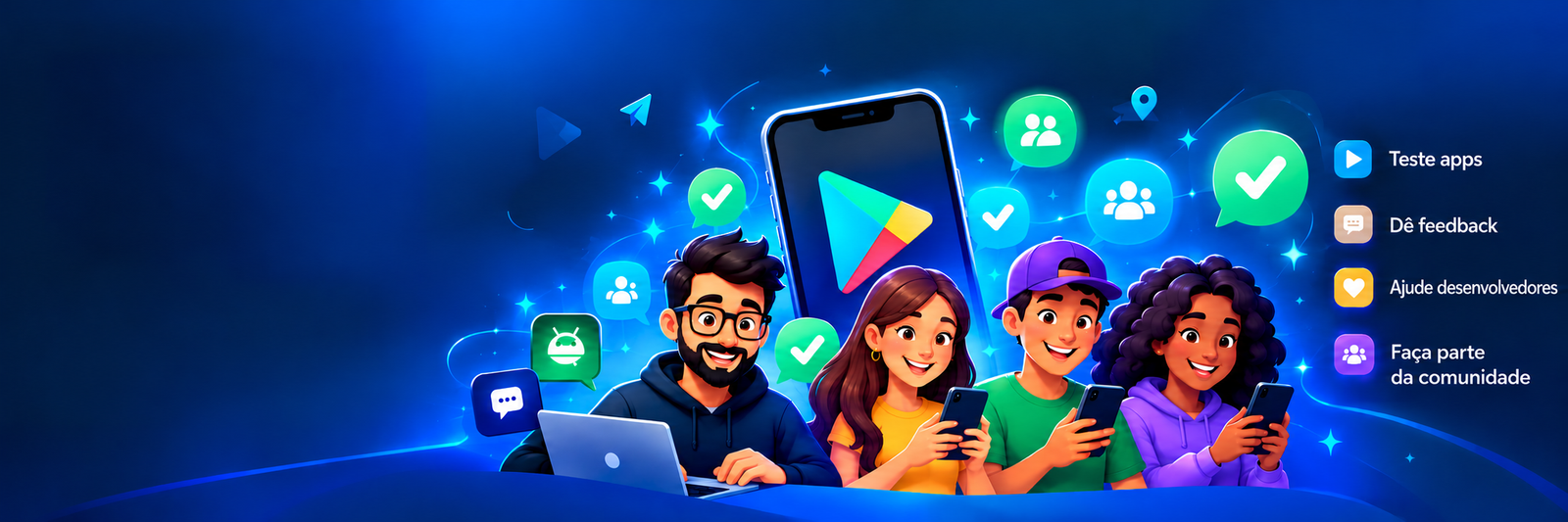 Desenvolvedores e testadores colaborando no PlayTesters BR
